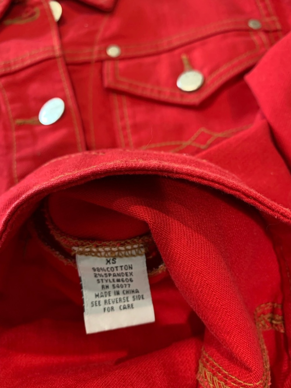 Bold Red CAbi Women’s Denim Jacket - Casual Button-Up, XS - Picture 4 of 7